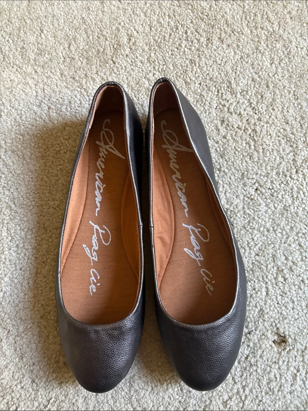 American Rag Pewter Leather Ballet Flats